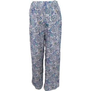 Dames - Zomerbroek - Broek - Yoga Broek - Strand broek - Dames - Wide Leg - Comfort - Elastische Band - Kleur Beige/Groen/Blauw - Maat 44-46