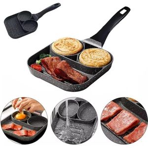 2 gaten non-stick eggs frituurpan, gebakken eieren pannenkoekenpan, antiaanbaklaag ei ​​braadpan, gebakken ei hamburgerpan, pan voor pannenkoeken, voor gebakken eieren, biefstuk, vlees, spek en vis