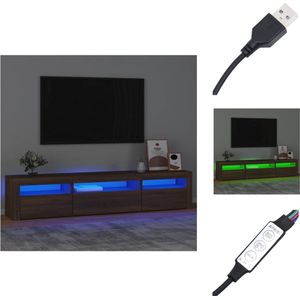 vidaXL TV-meubel - naam - TV-meubel - 195 x 35 x 40 cm - RGB LED-verlichting - Bruineiken - Kast