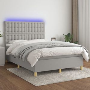 The Living Store Boxspring LED - Massief Larikshout - 140x200cm - Duurzaam - Verstelbaar Hoofdbord - Kleurrijke LED-verlichting - Pocketvering Matras - Huidvriendelijk Topmatras - Inclusief Montagehandleiding