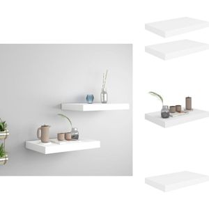 vidaXL Wandplanken - Set van 2 - Honingraat MDF en Metaal - 40x23x3.8cm - Wit - Wandsteun
