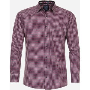 Redmond comfort fit overhemd - popeline - rood dessin - Strijkvriendelijk - Boordmaat: 49/50