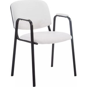 In And OutdoorMatch Bezoekersstoel - Eetkamerstoel - Cecilia - Wit Kunstleer - zwart frame - comfortabel - modern design - set van 1 - Zithoogte 47 cm - Deluxe