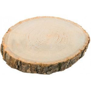 Chaks Decoratie boomschijf met schors - hout - D30 x H2 cm - rond - Onderborden/kaarsenplateaus