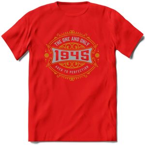 1945 The One And Only T-Shirt | Goud - Zilver | Grappig Verjaardag  En  Feest Cadeau | Dames - Heren | - Rood - M