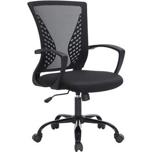 Office Chair with Mesh Covering, Height-Adjustable Computer Chair, 360° Swivel Chair, Rocker Function, Breathable, Office, Study, Maximum Load 120 kg, Black