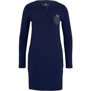 TOM TAILOR Vienna Dames Nachthemd lange mouw - Blauw - Maat XL (42)