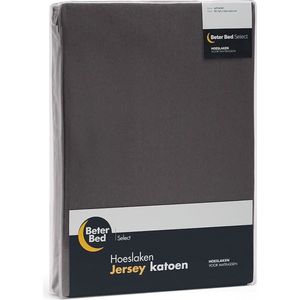 BeterBed Select Jersey Hoeslaken - 70/80/90 x 200/210/220 cm - 100% Katoen - Matrasbeschermer - Matrashoes - Antraciet