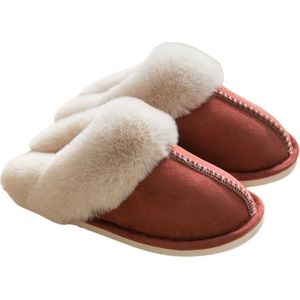 Pantoffels Dames en Heren Fluffy Open Sloffen met Pluche Voering Antislip Zool – Heavency ® - Rood - Maat 36/37