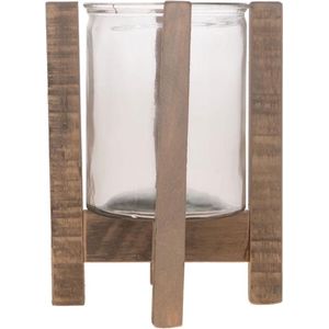 Kandelaars - candle holder | natural | hout | 18x24,5 cm - - 18x245x
