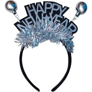 Feesthoedjes Volwassenen Happy New Year Diadeem Oud en Nieuw Versiering Nieuwjaar Decoratie Zilver - 1 Stuk