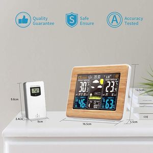 Draadloos Weerstation - met Buitensensor - DCF-Radioklok - Digitaal Kleurendisplay - Weersvoorspelling - Temperatuur - Luchtvochtigheidsalarm Binnen