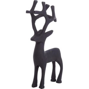 Decoratieve figuur rendier | kerstdecoratie | decoratief hert | metaal | mat zwart | 19 cm hoog