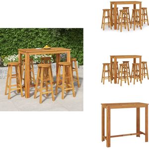 vidaXL Bartafel - Bartafels - Statafel - Hoge Tafel - 7-delige Tuinbarset massief acaciahout