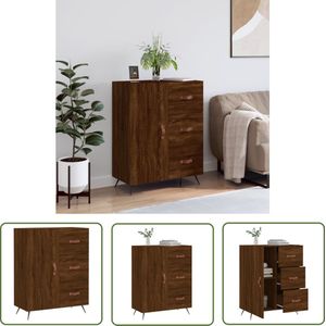 The Living Store Dressoir 69,5x34x90 cm bewerkt hout bruin eikenkleur - Dressoir - Houten Dressoir - Vintage Dressoir - Landelijk Dressoir - Bruine Eiken Dressoir