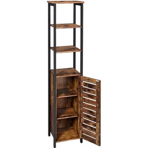 Zaza Home hoge kast, smalle keukenplank met 3 planken en kast, boekenplank, hoge zijkast, industrieel design, woonkamer, slaapkamer, gang, 37 x 30 x 167 cm, vintage LSC37BX