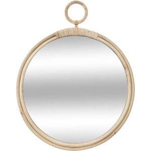 Spiegel/wandspiegel rond D38 cm rotan beige - Woondecoratie/accessoires