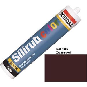 Soudal Silirub Color - Siliconekit - Montagekit - ook voor sanitaire ruimten - koker 310 ml - RAL 3007 - Zwartrood