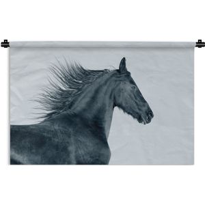 Wandkleed Fries paard - Frisian horse Wandkleed katoen 60x40 cm - Wandtapijt met foto