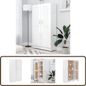 Hoogglans witte boekenkast - 82,5x30,5x150 cm Boekenkast - Houten Boekenkast - Witte Boekenkast - Bibliotheek - Opslagmeubilair