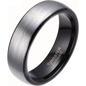 Wolfraam ring geborsteld zilverkleurig met Zwart-19mm