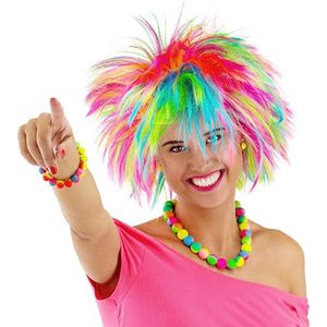 Folat - Pruik spike Rainbow - Carnaval - Carnaval pruik - Carnaval accessoires - Pruiken