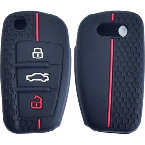 VCTparts Audi Sleutel Hoes Siliconen Cover - Zwart Rood [A - RS - Q - TT]