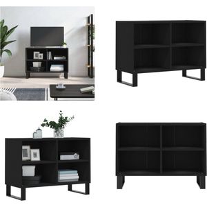 vidaXL Tv-meubel 69-5x30x50 cm bewerkt hout zwart - Tv-meubel - Tv-meubelen - Tv Kast - Opbergkast