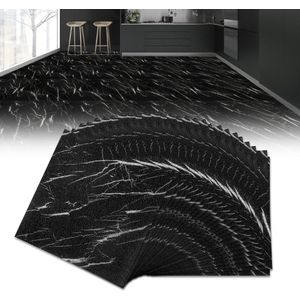 Zelfklevende PVC Vloertegels 30x30cm – 2,5 m² – Zwart Marmer – Marmerlook Vinylvloer