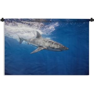 Wandkleed Roofdieren - Witte haai in de oceaan Wandkleed katoen 180x120 cm - Wandtapijt met foto XXL / Groot formaat!