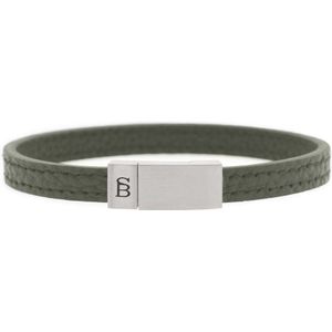 STEEL & BARNETT ® - Leren armband - heren - Grady Leren Armband Grijs - Grijs - 18.5 CM
