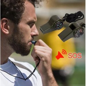 3-in-1 Noodoverlevingsfluitje met Kompas en Thermometer – Multifunctioneel Fluitje voor Kamperen, Wandelen, Scheidsrechters, Cheerleading, Overlevingspakket, Noodgeval, Survival Kit, Crisis Uitrusting, Outdoor Accessoires, Overlevingstools