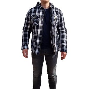 Lumberjack Motorjas Zwart-Wit inclusief (uitneembare) protectie. Maat 5XL