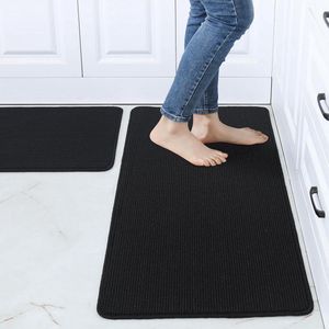 Keukenloper antislip, 2 stuks, 51 x 76 cm + 51 x 122 cm, keukentapijt, wasbaar, antislip, vuilafstotend, machinewasbaar, voor keuken, wasruimte, entree, hal, zwart