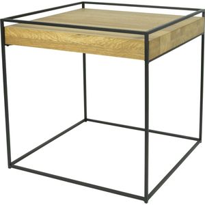 Torna Design Thin Wood - Salontafel - 46x46x46 cm - Zwart Staal/Eiken