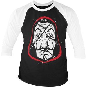 La Casa De Papel Raglan top -L- Cracked Mask Zwart/Wit