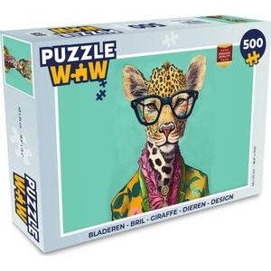 Puzzel Bladeren - Bril - Giraffe - Dieren - Design - Legpuzzel - Puzzel 500 stukjes
