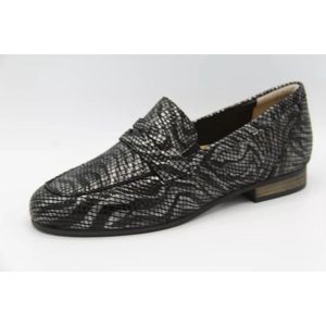 309.003 Zwarte moccassin met antiek zilver H (Maat - 6, Kleur - Zwart)