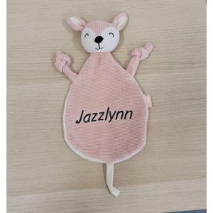 Jollein Knuffeldoekje Deer Pale Pink met naam - knuffeldoekje met geborduurde naam - gepersonaliseerd kraamcadeautje