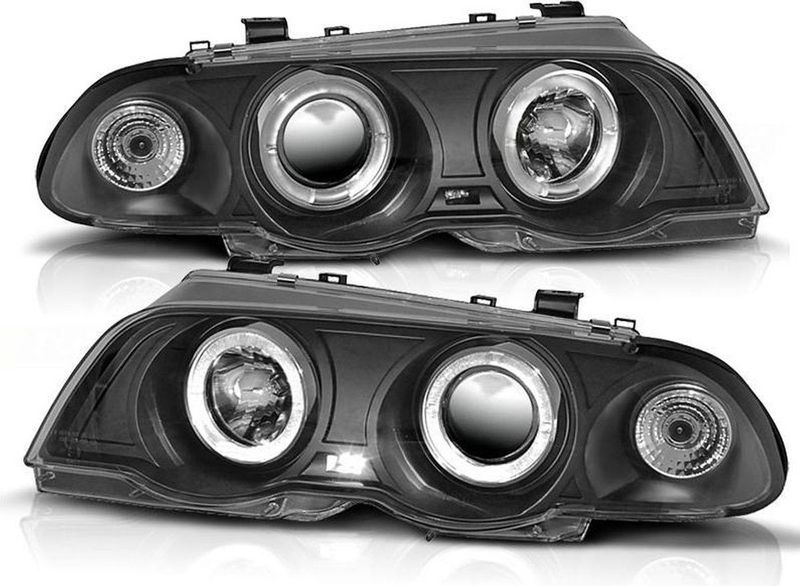 Koplampen dual halo rims BMW E46 05 98-08 01 ANGEL EYES ZWART