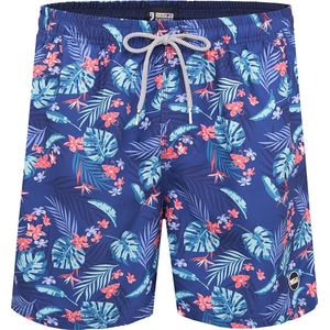 Happy Shorts Zwemshort Heren Met Hawaii Print Blauw - Maat M - Zwembroek