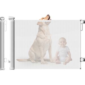 ElevateBE Oprolbaar Traphekje - Hondenhek - Tot 140 cm - Veiligheidshekje - Kinderhekje - Voor Baby's en Honden - Wit