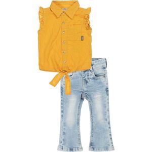 Koko Noko - Kledingset(2delig) - Jeans Flaired - blouse geel - Maat 134