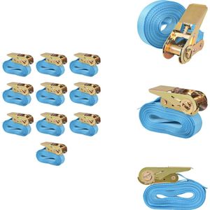 vidaXL Spanband - Spanbanden - Bagagegordel - Bagagegordels - Spanbanden 0,8 ton 4mx25mm blauw 10 st