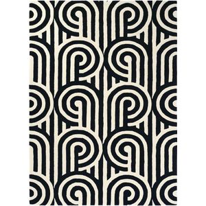 Florence Broadhurst - Turnabouts black 39205 Vloerkleed - 200x280  - Rechthoek - Laagpolig Tapijt - Modern - Zwart_wit