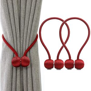 Magnetische embrasses voor het vastklemmen van gordijnen, gordijnclips, decoratieve gordijnhouders, voor thuis en kantoor, 2 stuks, rood