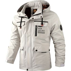 Windjas Voor Heren - Parka - Lente & Herfst - Jas - Volwassen - Wit - Maat XS