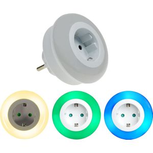 TrangoSet van 1 LED-kindernachtlampje met fitting 11-053 *ALEX* oriëntatielicht, nachtlampje incl. lichtsterkte, schemersensor & aanraakschakelaar voor drie LED-kleurinstellingen warm wit-blauw-groen veiligheidslicht