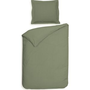 Premium luxe katoen/satijn dekbedovertrek Hotel Linnen licht groen - 140x200/220 (eenpersoons) - zeer zacht - subtiel glanzend - Oxford rand - luxe uitstraling - zware kwaliteit
