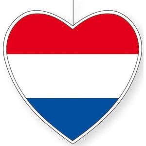 Hangdecoratie hart Nederland 28 cm - Nederlandse vlag EK/WK landen versiering